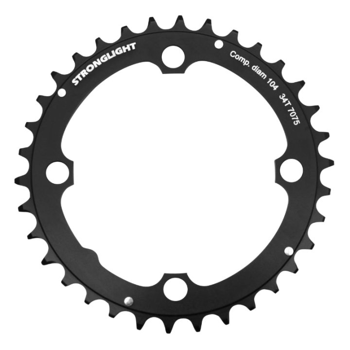 Plateau VTT 4 branches Ø 104 Stronglight Triple 34 dents Milieu Noir Alu - Épaisseur 4 mm 8-9V.