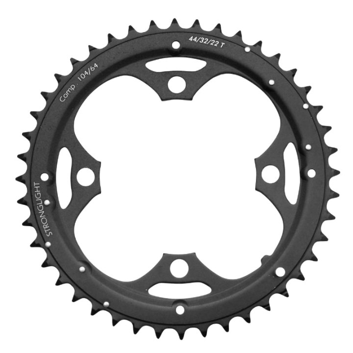Plateau VTT 4 branches Ø 104 Stronglight Triple 44 dents Extérieur Noir Alu 8-9V.