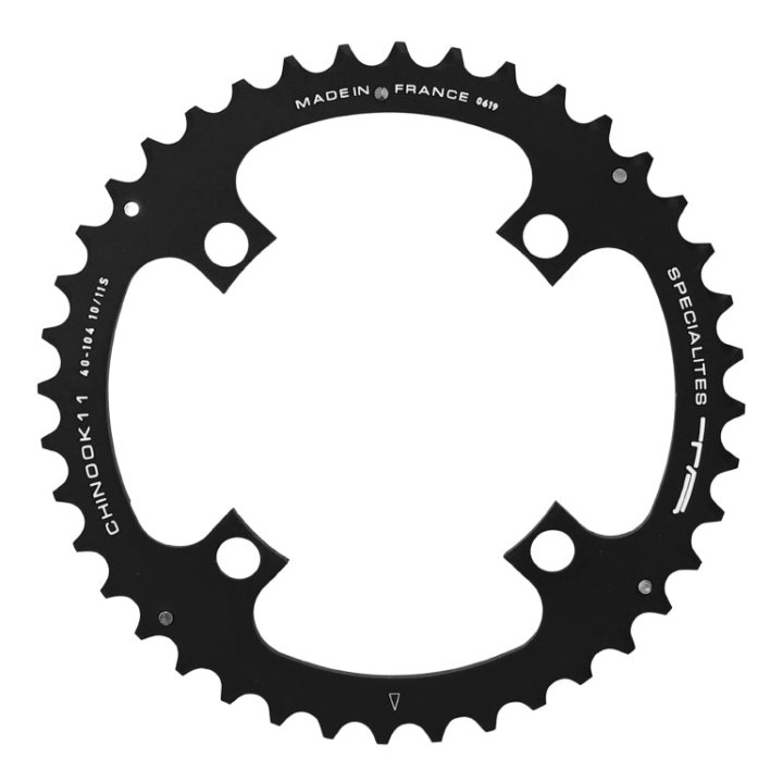 Plateau VTT 4 branches Ø 104 Ta Chinook Double-Triple 40 dents Extérieur Noir Alu Pour Shimano - Sram - Race Face - Fsa 10-11V. (Compatible Milieu En Triple Plateau)