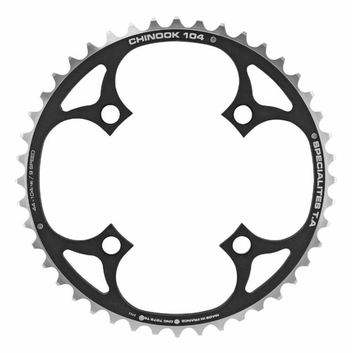 Plateau VTT 4 branches Ø 104 Ta Chinook Triple 44 dents Extérieur Noir Alu Pour Shimano - Sram - Race Face - Fsa 8-9V.