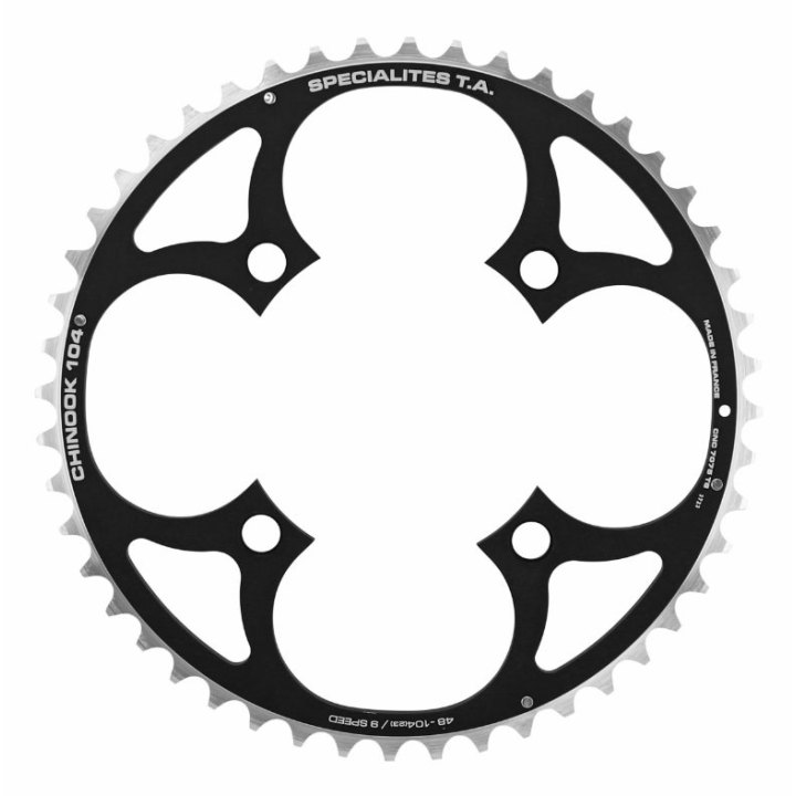 Plateau VTT 4 branches Ø 104 Ta Chinook Triple 48 dents Extérieur Noir Alu Pour Shimano - Sram - Race Face - Fsa 8-9V.