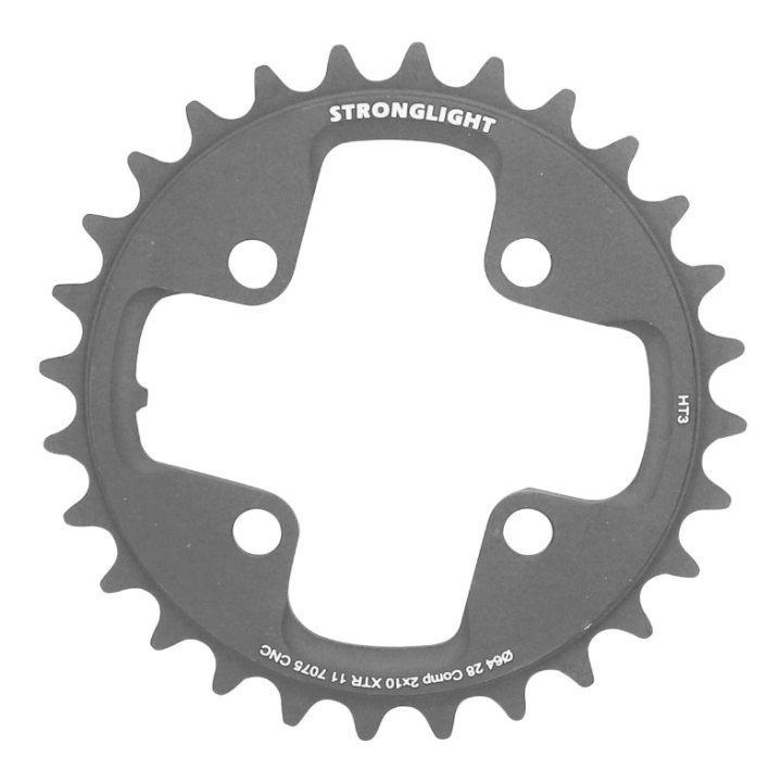 Plateau VTT 4 branches Ø 64 Pour Shimano Xtr M980 Stronglight Ht3 Double 28 dents Intérieur Noir (Pour Extérieur 42 dents) Non Filete 10V.