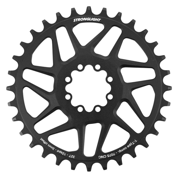 Plateau VTT Direct Mount 8 Trous Pour Sram Sx-Nx-Gx Stronglight Mono Alu Noir 32 dents - 12V. Narrow Wide (Deport 3 mm)