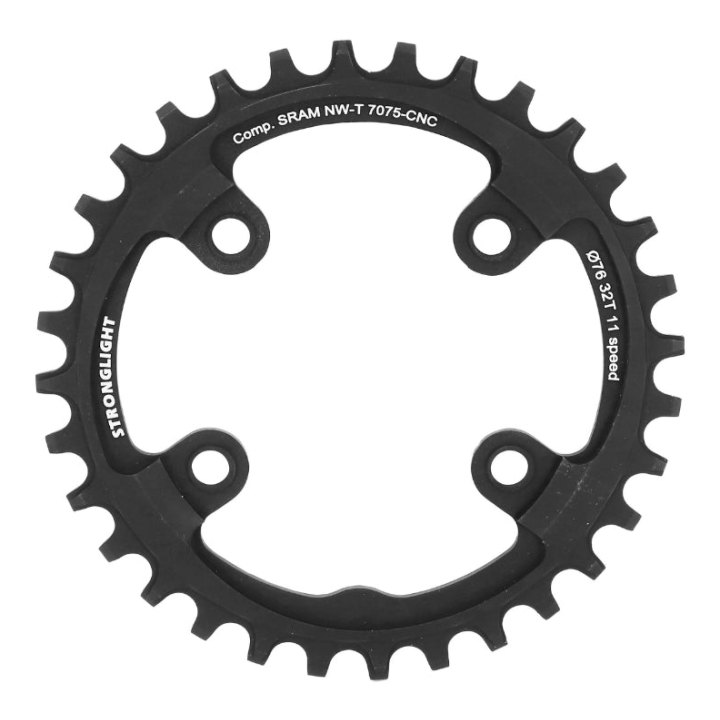 Plateau VTT 4 branches Ø 76 Pour Sram Xx1 Stronglight 32 dents Mono Noir Alu 7075 11V. Narrow Wide
