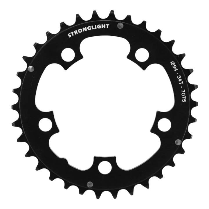 Plateau VTT 5 branches Ø 94 Stronglight Triple 34 dents Noir Milieu Alu 7075 8-9V.