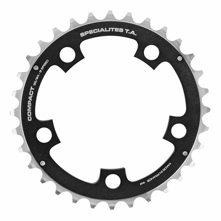 Plateau VTT 5 branches Ø 94 Ta Triple 32 dents Noir Milieu Alu 7075 9V.