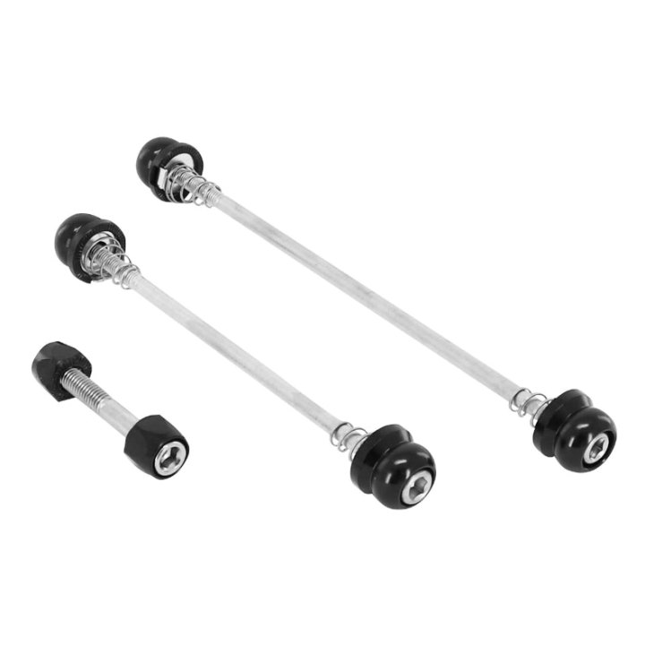 Blocage Rapide De Roue VTT Avant + Arrière Avec Serrage Selle Noir Newton Compatible 130-135 (Longueur Totale 160 mm) - Serrage Clé Allen (Kit 3 Pieces)