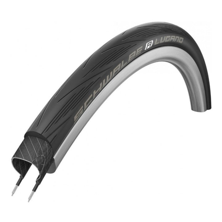 Pneu Route 700 X 25 Schwalbe Lugano2 Endurance Renfort Anti-Crevaison Noir Tr (25-622)