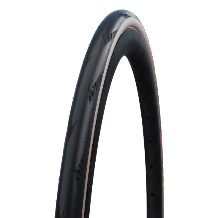Pneu Route 700 X 25 Schwalbe Pro One Super Race Noir-Beige Tubeless Ready Ts (25-622) Renfort V-Guard Addix - Technologie Sans Crochet Pour Giant - Zipp