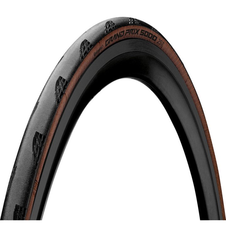Pneu Route 700 X 25 Continental Grand Prix 5000 Noir Flanc Marron Ts (25-622) -Gp5000-