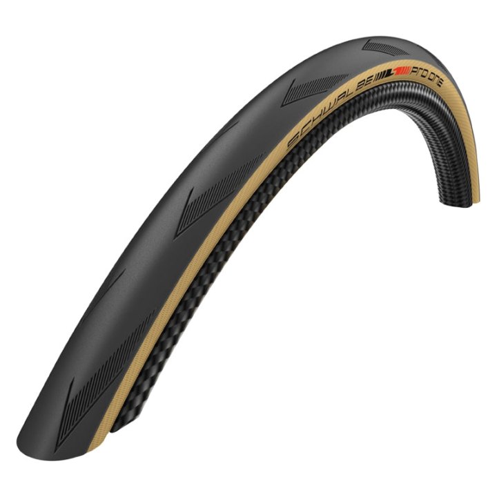 Pneu Route 700 X 28 Schwalbe Pro One Super Race Noir-Beige Tubeless Ready Ts (28-622) Renfort V-Guard Addix - Technologie Sans Crochet Pour Giant - Zipp