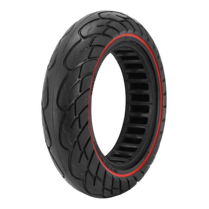 Pneu Trottinette Plein 10 X 2.50 Noir Liseret Rouge (Jante Largeur 45 mm)