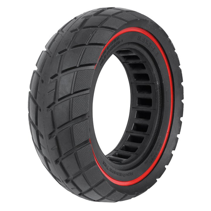 Pneu Trottinette Plein 8.5 X 3.00-5.5 Noir Liseret Rouge Ultraleger - Largeur Intérieur 40 mm