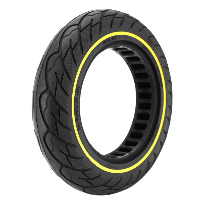 Pneu Trottinette Plein 10 X 2.125 Noir Liseret Jaune Fluo