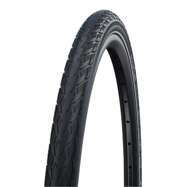 Pneu VTC Urbain 700 X 38 Schwalbe Delta Cruiser Plus Noir Tr (40-622) Renfort Green Guard Flanc Reflex