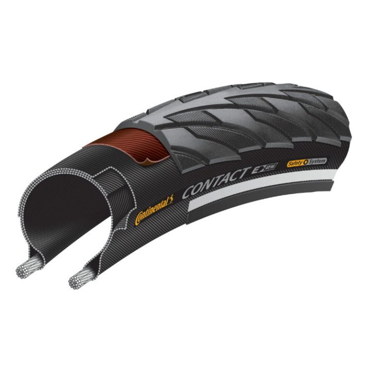 Pneu VTC Urbain 700 X 40 (29 X 1,60) Continental Contact Noir Tr (42-622) Flanc Reflex Compatible VAE
