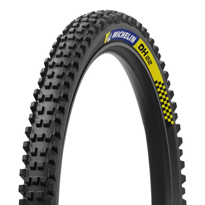 Pneu VTT Gravity 27.5 X 2.40 Michelin Dh22 Racing Line Noir Stickers Bleu-Jaune Tubeless Ready Ts (61-584)