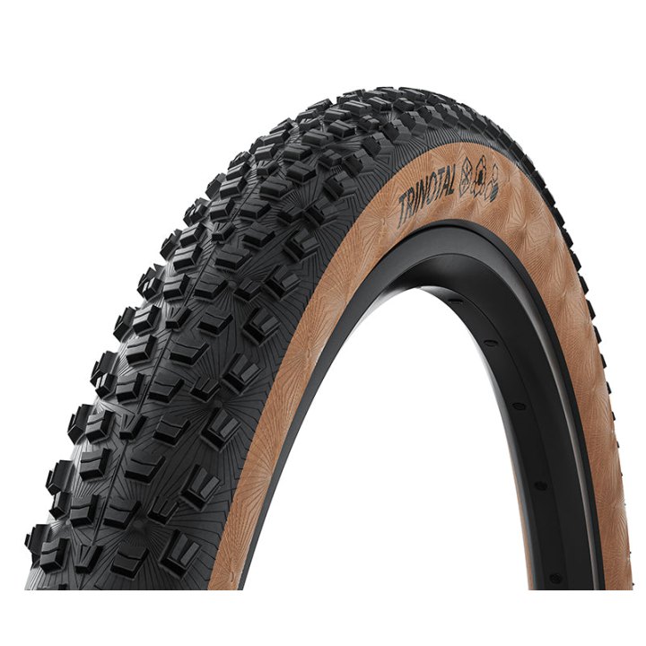Pneu VTT 29 X 2.40 Continental Trinotal Trail Grip Noir Flanc Marron Tubeless Ready Ts (60-622) Terrain Dur Et Mixte Compatible VAE (Equivalent Cross King)