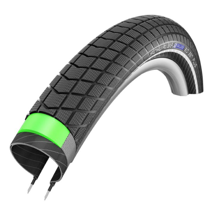 Pneu VTT Urbain - VAE 26 X 2.15 Schwalbe Big Ben Plus Addix Noir Tr (55-559) Renfort Green-Guard Flanc Reflex Homologué VAE E50 (Remplace Le Big Apple Plus)