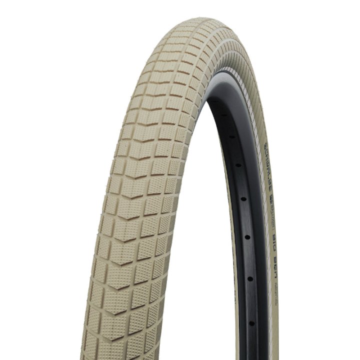 Pneu VTT Urbain 26 X 2.15 Schwalbe Big Ben Creme Tr (55-559) Renfort K-Guard Flanc Reflex