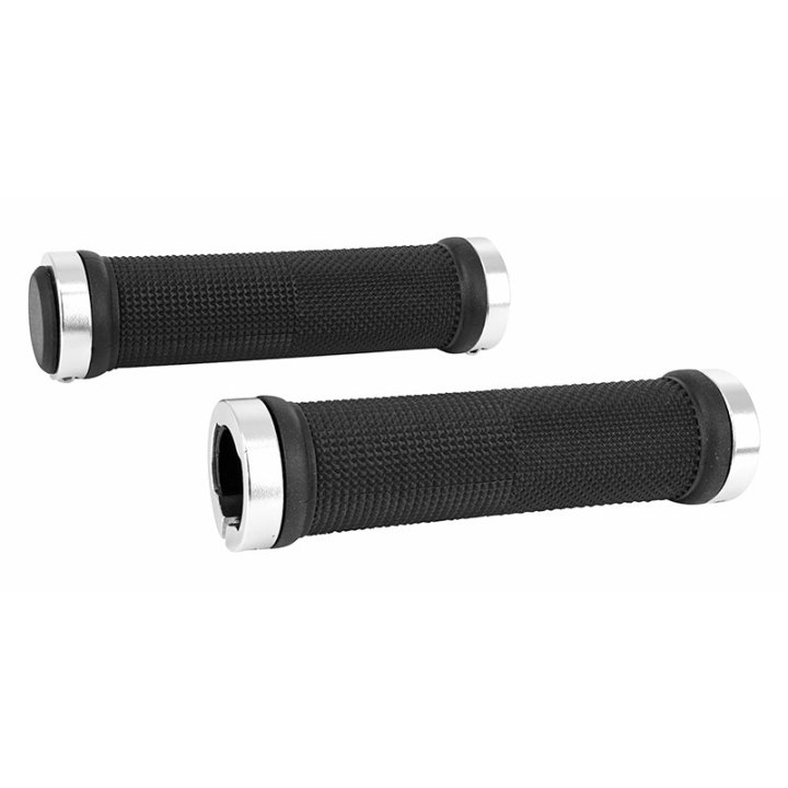 Poignée City-VTT Newton Grip Diamants Noir Double Collier Chc Argent L130 mm (Paire)