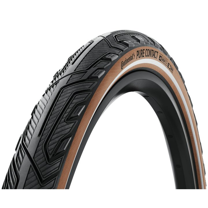 Pneu VTT Urbain 28 X 2.20 Continental Pure Contact Noir Flanc Marron Reflex Tubeless Ready (55-622) Compatible VAE