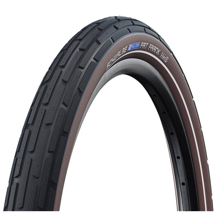 Pneu VTT Urbain 29 X 2.00 Schwalbe Fat Frank Noir Flanc Marron Reflex Tr (50-622) Renfort K-Guard (Twin Skin)