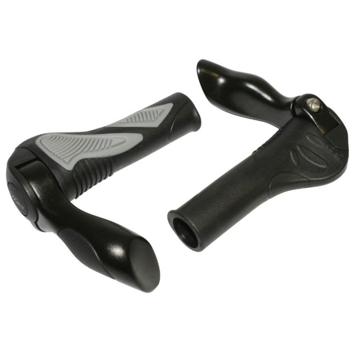 Poignée VTT Hafny Noir-Gris Avec Embout De Cintre Intégré 130 mm (Paire)