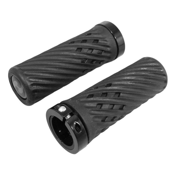 Poignée VTT Herrmans Luna Lock 90 mm Noir Avec Collier Fermeture (Paire)