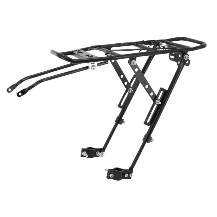 Porte Bagage Vélo Arrière A Tringles P2R Alu Noir Réglable 29"-27.5"-26'' (Supporte 15Kgs)