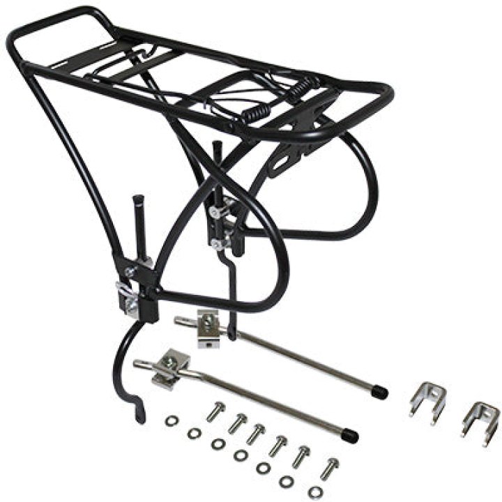 Porte Bagage Vélo Arrière A Tringles P2R Disque Alu Noir Réglable 26" A 29" Pour Frein A Disque