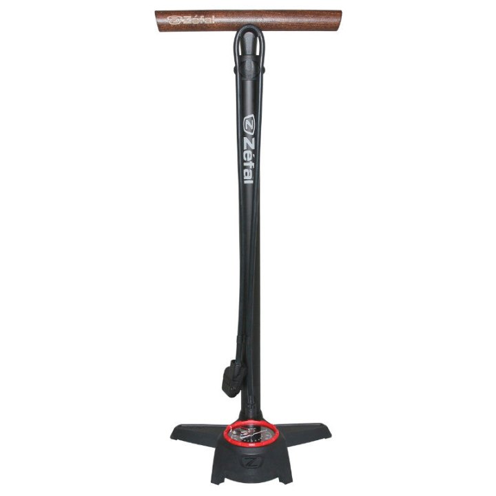 Pompe A Pied Zefal Profil Max Fp60 Corps Alu Noir Mat Manometre 12Bars Raccord Switch Vp-Vs Manche En Bois - Made In France