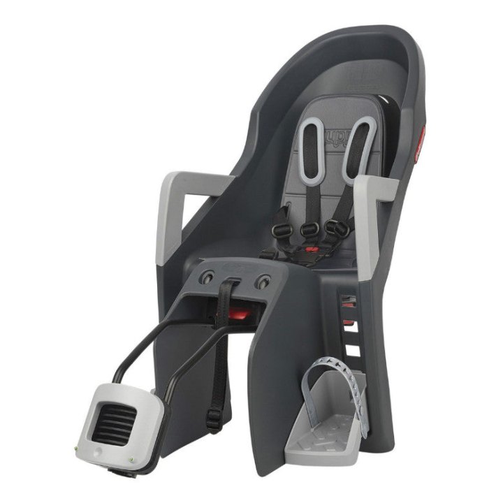Porte Bebe-Siege Enfant Arrière Polisport A Fixer Sur Cadre Guppy Max Gris Coussin Gris (9 A 22Kgs) Homologué En 14344