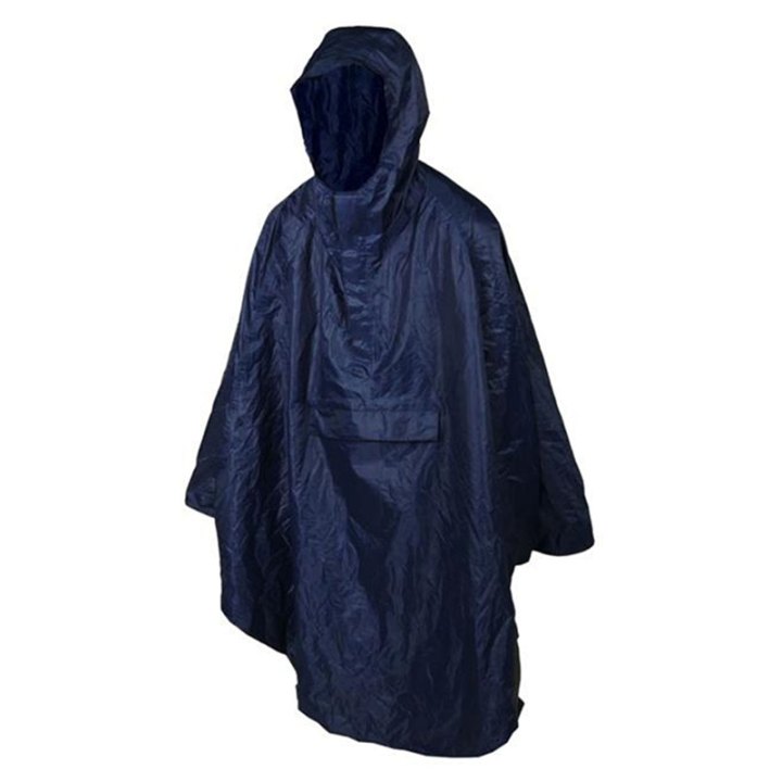 Poncho - Cape Anti Pluie Adulte P2R L-XL Bleu Marine Waterproof Avec Capuche - Taille 1.76 À 1.82M