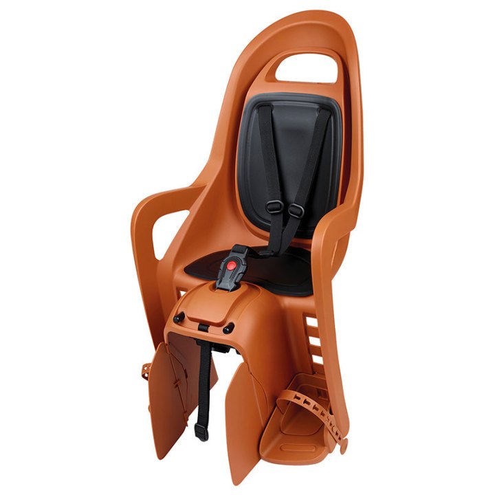 Porte Bebe-Siege Enfant Arrière Polisport A Fixer Sur Porte Bagage Fixation Etau Groovy Maxi Mik Hd Marron Coussin Noir (9 A 22Kgs) Homologué En 14344 Compatible Systeme " Mik Hd " Uniquement