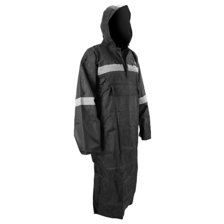 Poncho - Cape Anti Pluie Adulte P2R M-L Noir Waterproof Avec Capuche - Taille 1.68 À 1.78M