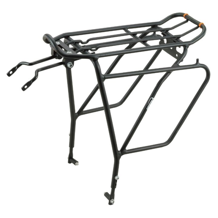 Porte Bagage Vélo Arrière A Tringles Ibera Touring Plus Alu Noir Réglable 26" À 29" Pour Frein Disque Compatible Systeme Pakrak Et Sidepak - Poids Max 25 Kg-