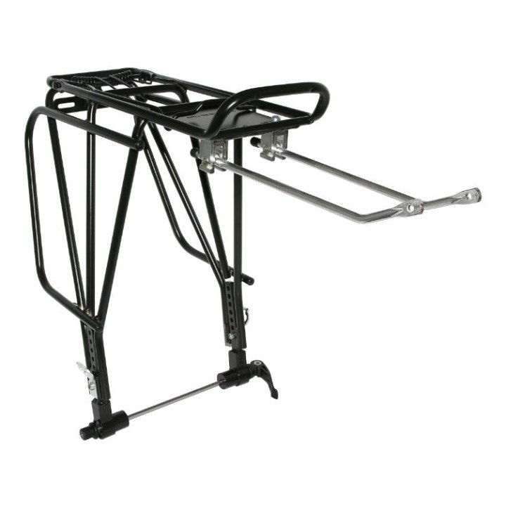 Porte Bagage Vélo Arrière A Tringles P2R Alu Noir Réglable 29"-28"-27.5"-26" Fixation Sur Moyeu Axe Creux Et Compatible Frein A Disque (Entraxe 130-135 mm)