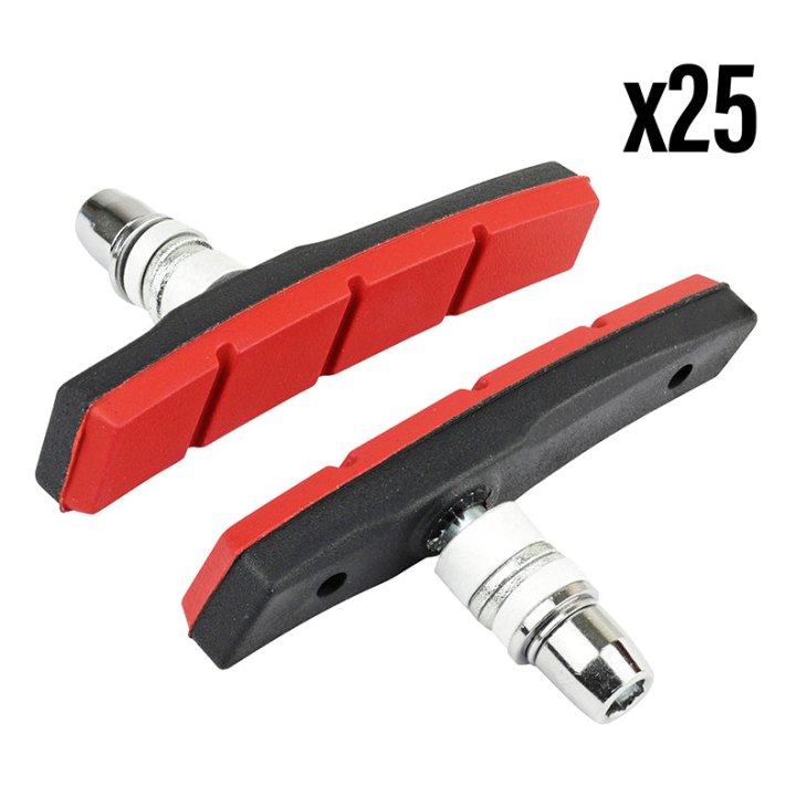Porte Patin Frein Pour VAE-E-Bike V-Brake A Vis Deporte Marwi 80 mm Noir-Rouge Kevlar (Coffret 25 Paires)