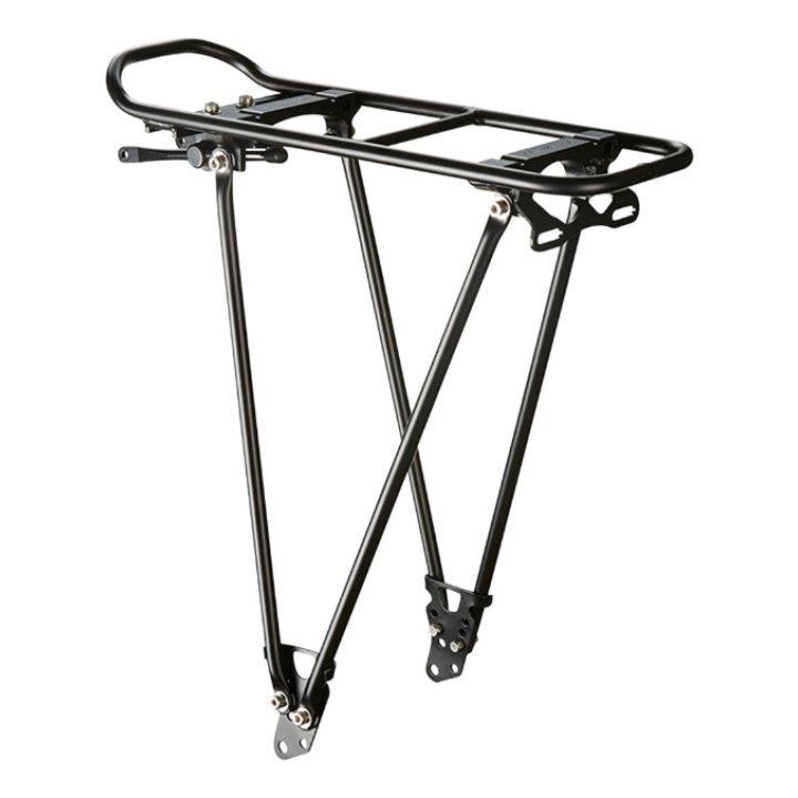 Porte Bagage Vélo Arrière A Tringles Racktime Fold It Noir Réglable 24-29" Compatible Systeme Racktime -Poids Maxi 25 Kg