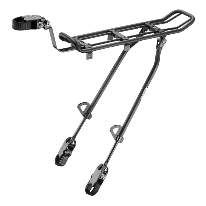Porte Bagage Vélo Arrière Ibera Road Alu Noir 26" À 29" Fixation Sur Haubans Et Tige De Selle - Poids Max 7 Kg- Compatible Pakrak Compatible Pour Tout Vélo Depourvu De Fixation