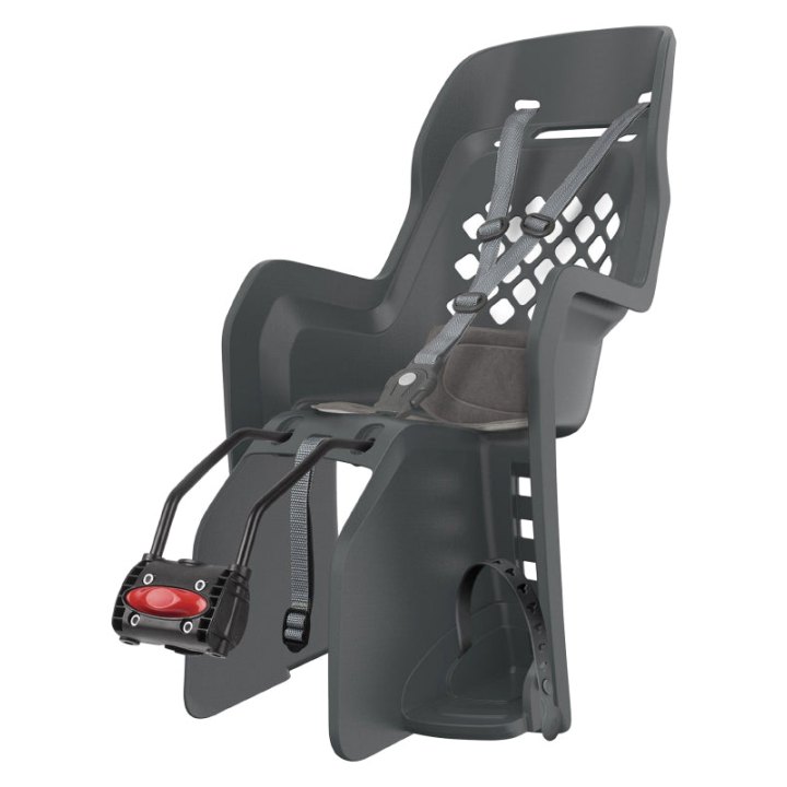 Porte Bebe-Siege Enfant Arrière Polisport A Fixer Sur Cadre Joy Noir Coussin Gris (9 A 22Kgs) Homologué En 14344