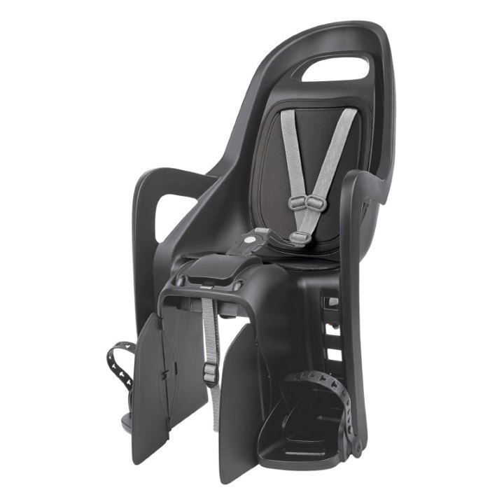 Porte Bebe-Siege Enfant Arrière Polisport A Fixer Sur Porte Bagage Fixation Etau Groovy Noir Coussin Gris (9 A 22Kgs) Homologué En 14344