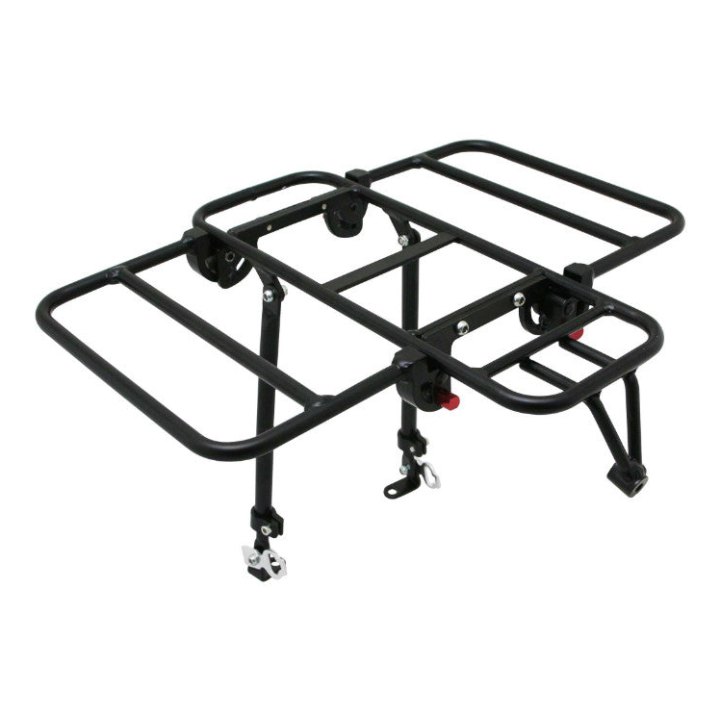 Porte Bagage Vélo Avant Plateforme P2R Pliable Sur Les Cotes (Sans Outil) Alu Noir Mat 29''-26" (Poids Maxi 10 Kg) -Fixation Sur Tasseau V-Brake