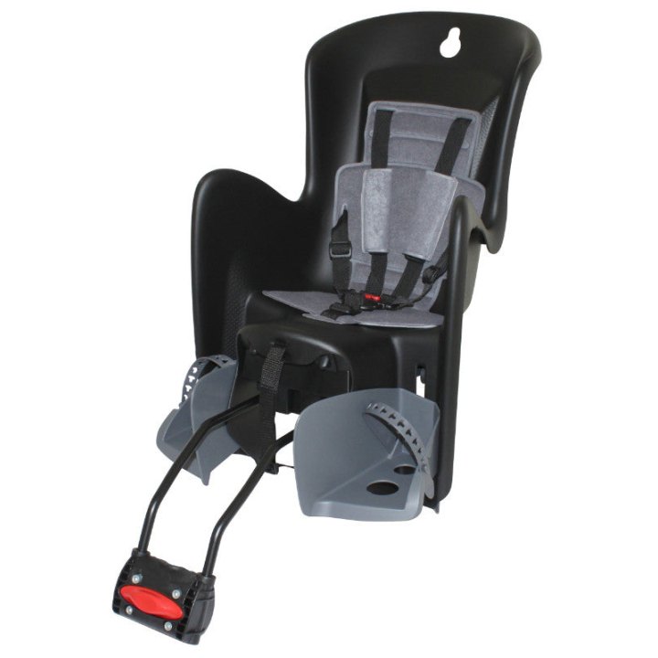 Porte Bebe-Siege Enfant Arrière Polisport Inclinable A Fixer Sur Cadre Bilby Rs Noir Coussin Gris (9 A 22Kgs) Homologué En 14344