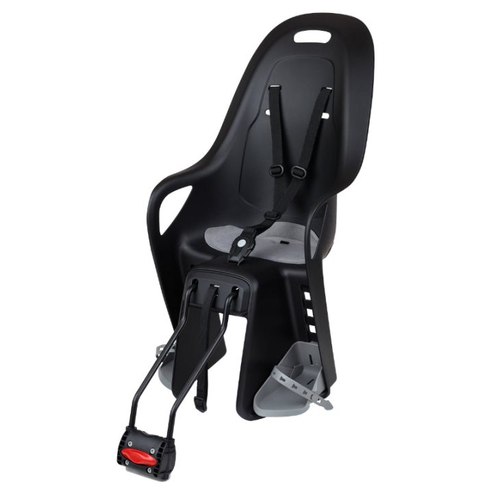 Porte Bebe-Siege Enfant Arrière Polisport A Fixer Sur Cadre Koari Noir Coussin Gris (9 A 22Kgs) Compatible Cadre 29" Et Petits Cadres Homologué En 14344