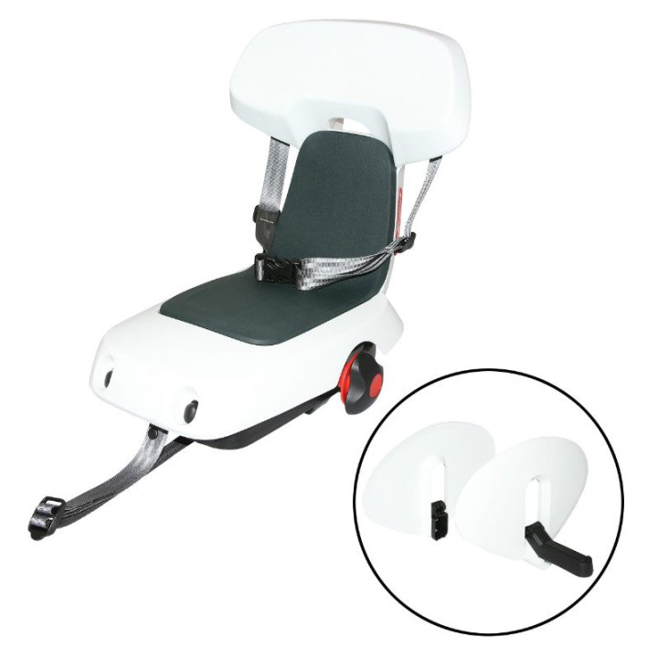 Porte Bebe-Siege Enfant Arrière Polisport A Fixer Sur Porte Bagage Fixation Etau Guppy Junior Blanc Coussin Gris (6Ans - Jusqu'A 35 Kg) Homologué - En Boite Individuelle -