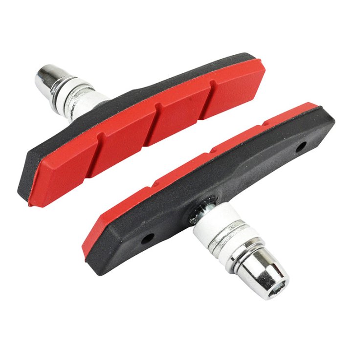 Porte Patin Frein Pour VAE-E-Bike V-Brake A Vis Deporte Marwi 80 mm Noir-Rouge Kevlar (Paire Sur Carte)