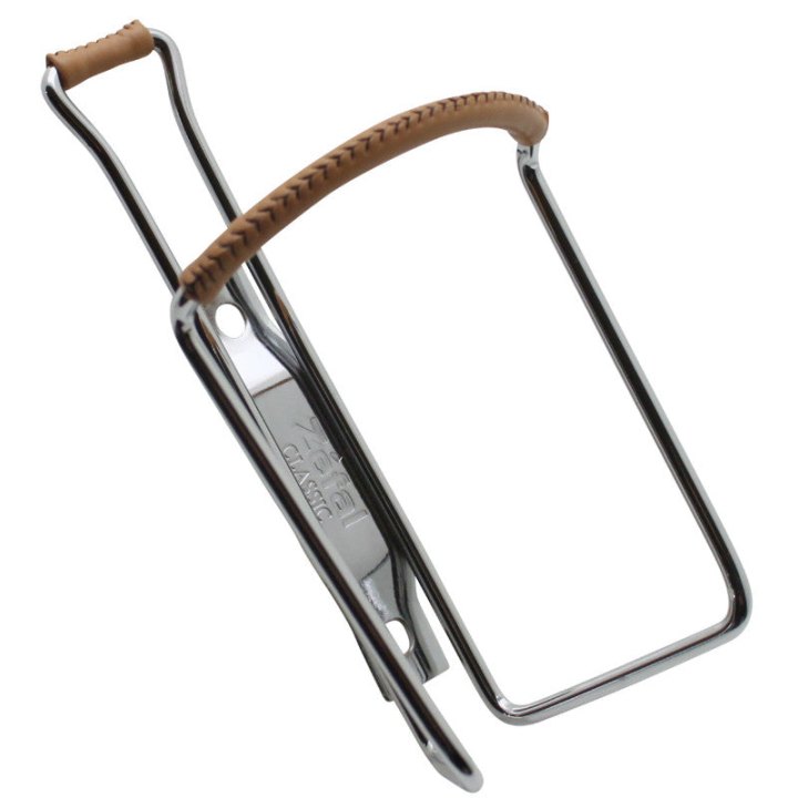 Porte Bidon Zefal Vintage Acier Chrome Avec Gainage Cuir Marron Diam 4 mm 80G