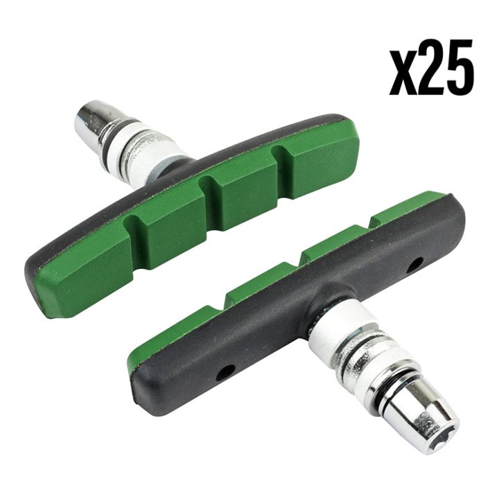 Porte Patin Frein Pour VAE-E-Bike V-Brake A Vis Deporte Marwi 75 mm Noir-Vert Kevlar (Coffret 25 Paires)